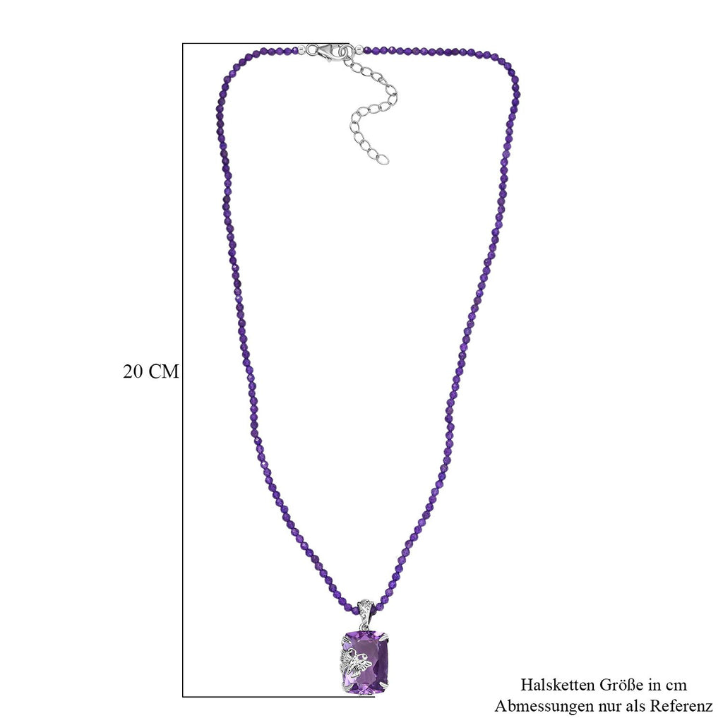 Rosa Amethyst, Afrikanischer Amethyst Anhänger mit Kette ca. 50 cm, 925 Silber rhodiniert ca. 45.00 ct