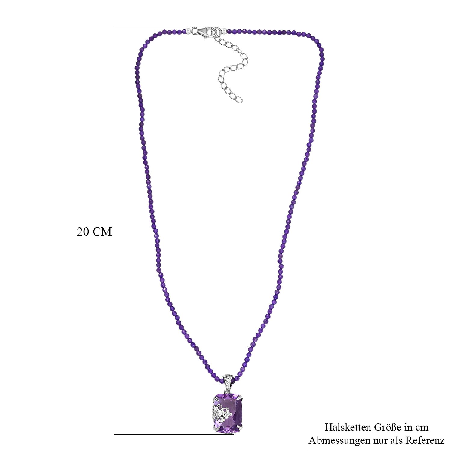 Rosa Amethyst, Afrikanischer Amethyst Anhänger mit Kette ca. 50 cm, 925 Silber rhodiniert ca. 45.00 ct