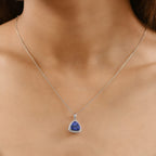 Rhapsody AAAA Tansanit, Weißer Diamant AGI zertifiziert Schmuckset ca. 50 cm 950 Platin ca. 3.17 ct