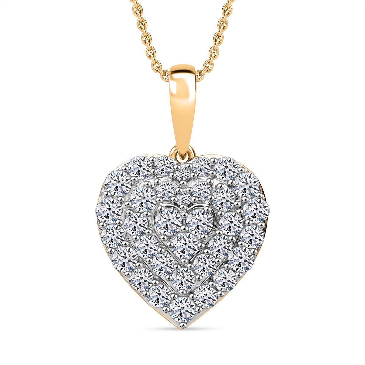 LUXURIANT DIAMOND - Lab Grown Diamant SI-GH SGL zertifiziert Anhänger mit Kette, 925 Silber Gelbgold Vermeil ca. 1.00 ct
