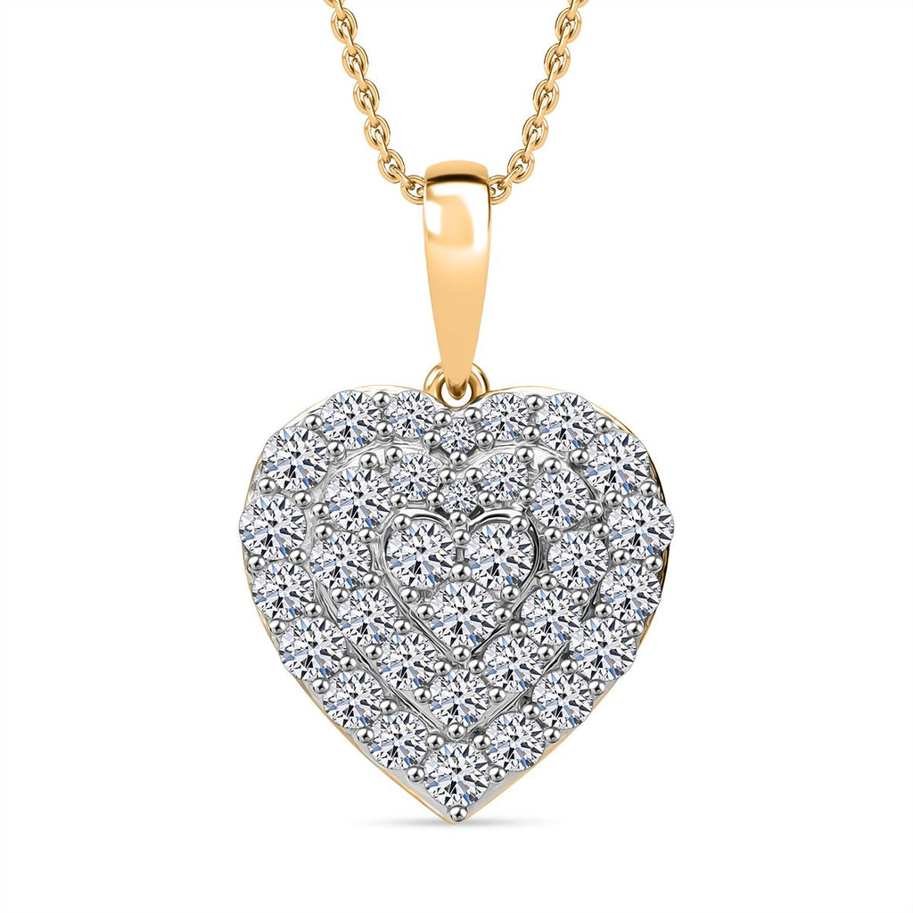 LUXURIANT DIAMOND - Lab Grown Diamant SI-GH SGL zertifiziert Anhänger mit Kette, 925 Silber Gelbgold Vermeil ca. 1.00 ct