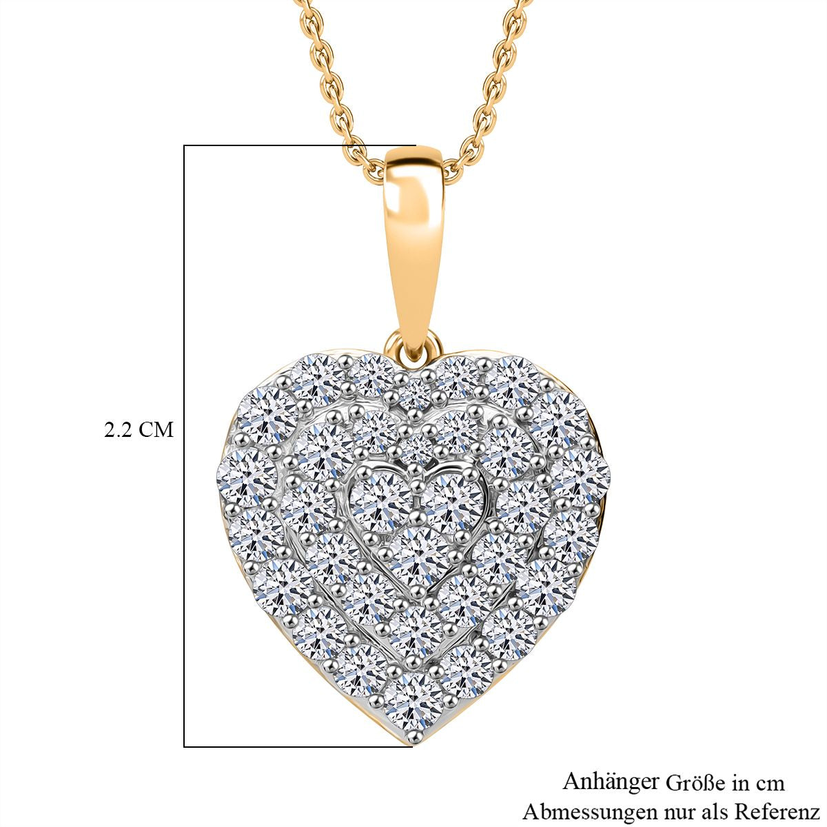 LUXURIANT DIAMOND - Lab Grown Diamant SI-GH SGL zertifiziert Anhänger mit Kette, 925 Silber Gelbgold Vermeil ca. 1.00 ct