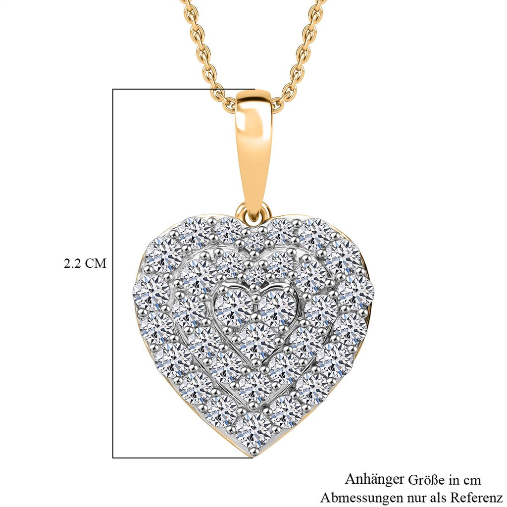 LUXURIANT DIAMOND - Lab Grown Diamant SI-GH SGL zertifiziert Anhänger mit Kette, 925 Silber Gelbgold Vermeil ca. 1.00 ct