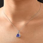 Rhapsody AAAA Tansanit, Weißer Diamant AGI zertifiziert Schmuckset ca. 50 cm 950 Platin ca. 3.91 ct