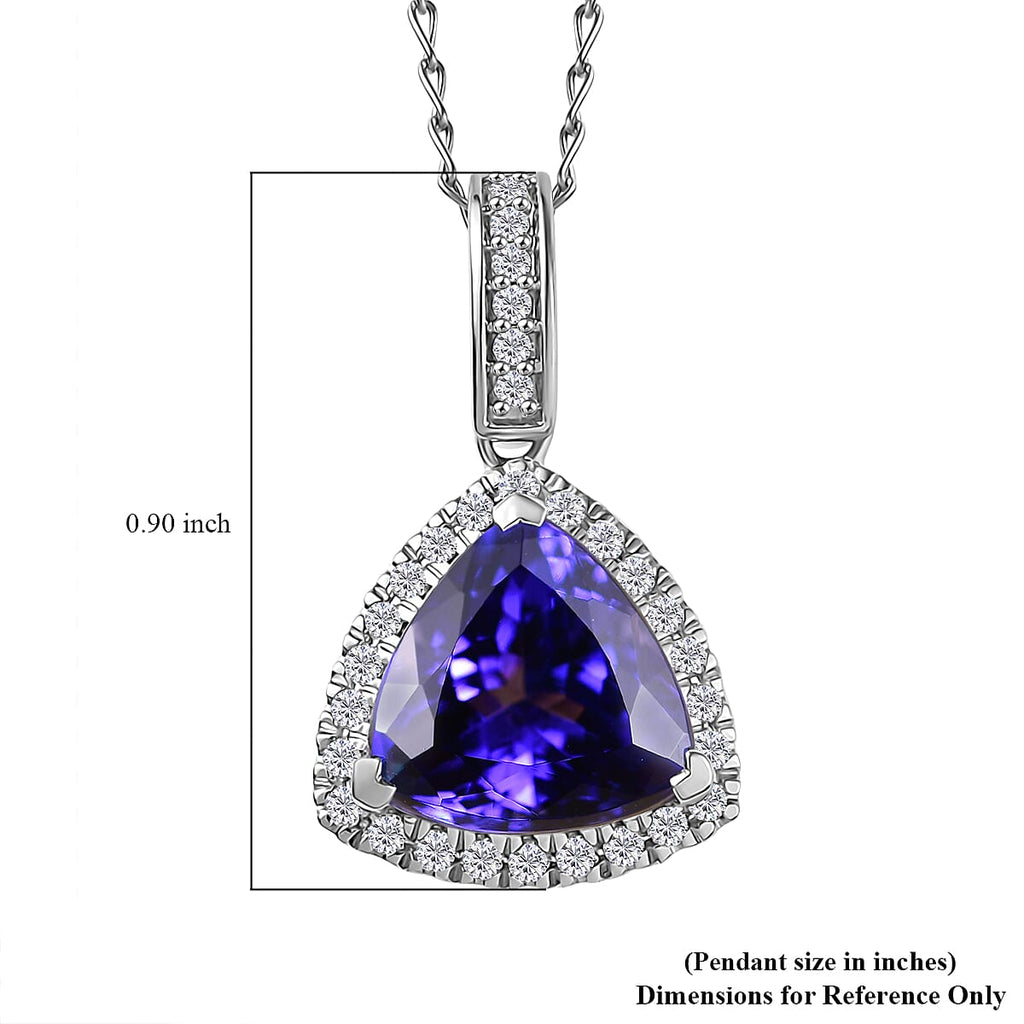 Rhapsody AAAA Tansanit, Weißer Diamant AGI zertifiziert Schmuckset ca. 50 cm 950 Platin ca. 3.91 ct
