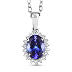 Rhapsody AAAA Tansanit, Weißer Diamant AGI zertifiziert Schmuckset ca. 50 cm 950 Platin ca. 1.69 ct