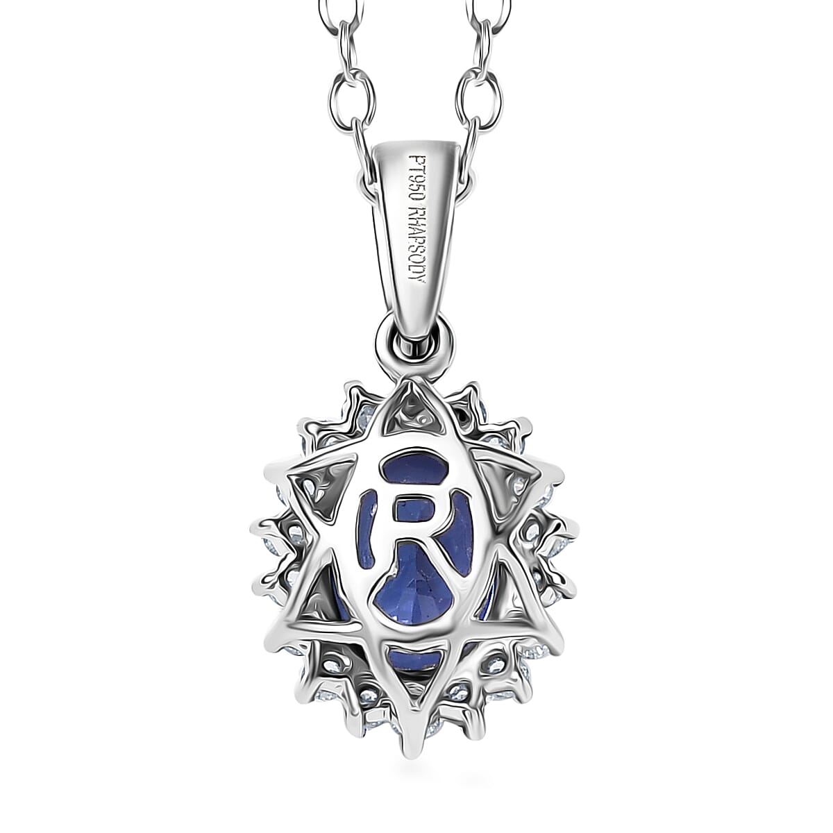 Rhapsody AAAA Tansanit, Weißer Diamant AGI zertifiziert Schmuckset ca. 50 cm 950 Platin ca. 1.69 ct