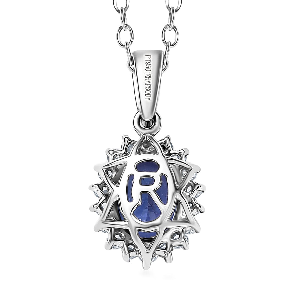 Rhapsody AAAA Tansanit, Weißer Diamant AGI zertifiziert Schmuckset ca. 50 cm 950 Platin ca. 1.69 ct