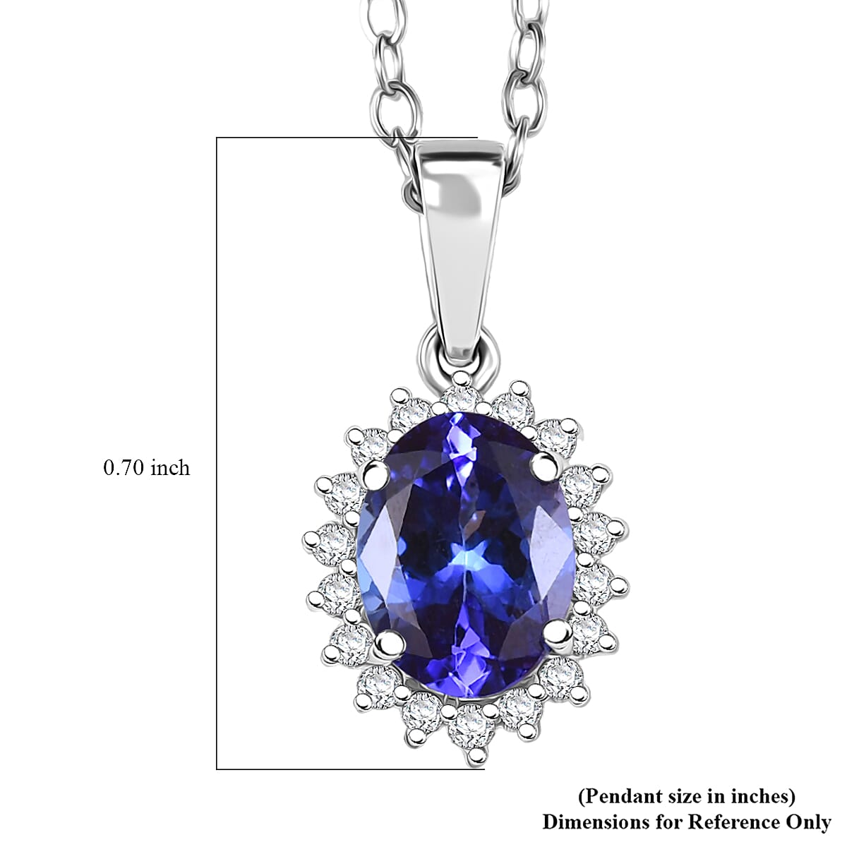 Rhapsody AAAA Tansanit, Weißer Diamant AGI zertifiziert Schmuckset ca. 50 cm 950 Platin ca. 1.69 ct