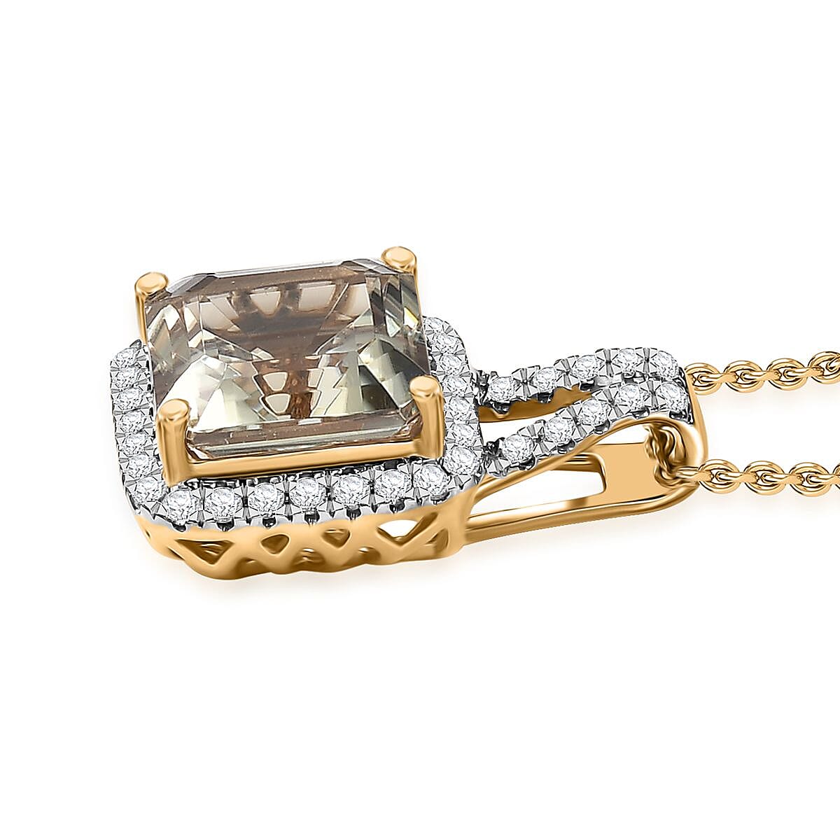 LUXORO AAA Turkizit, Weißer Diamant AGI zertifiziert Schmuckset ca. 50 cm 585 Gold ca. 3.78 ct