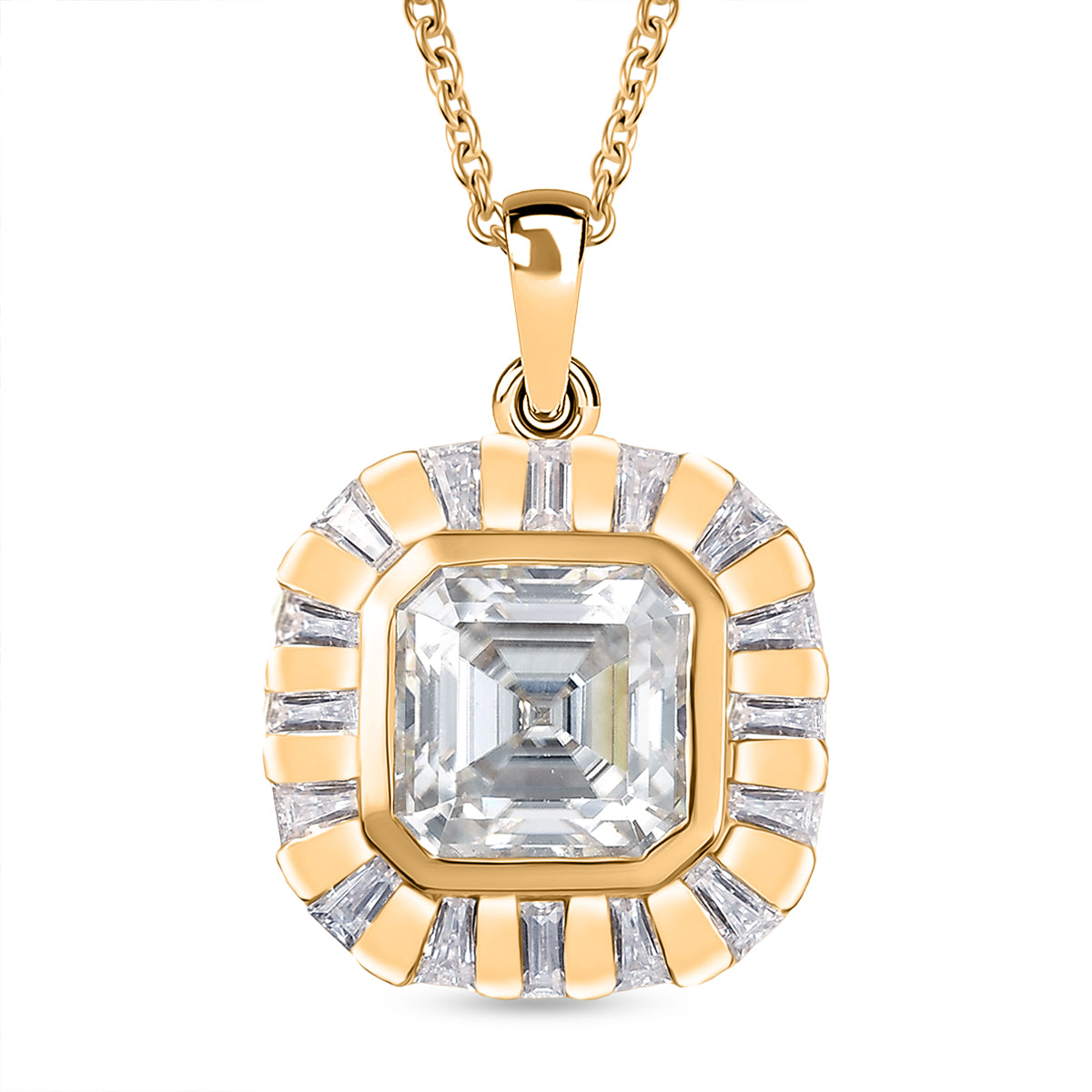Djoy Moissanit Anhänger mit Kette ca. 45 cm, 925 Silber 750 Gelbgold Vermeil ca. 6.47 ct