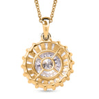 100 Facetten Moissanit Anhänger mit Kette ca. 50 cm, 925 Silber 750 Gelbgold Vermeil ca. 6.68 ct