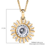 100 Facetten Moissanit Anhänger mit Kette ca. 50 cm, 925 Silber 750 Gelbgold Vermeil ca. 6.68 ct