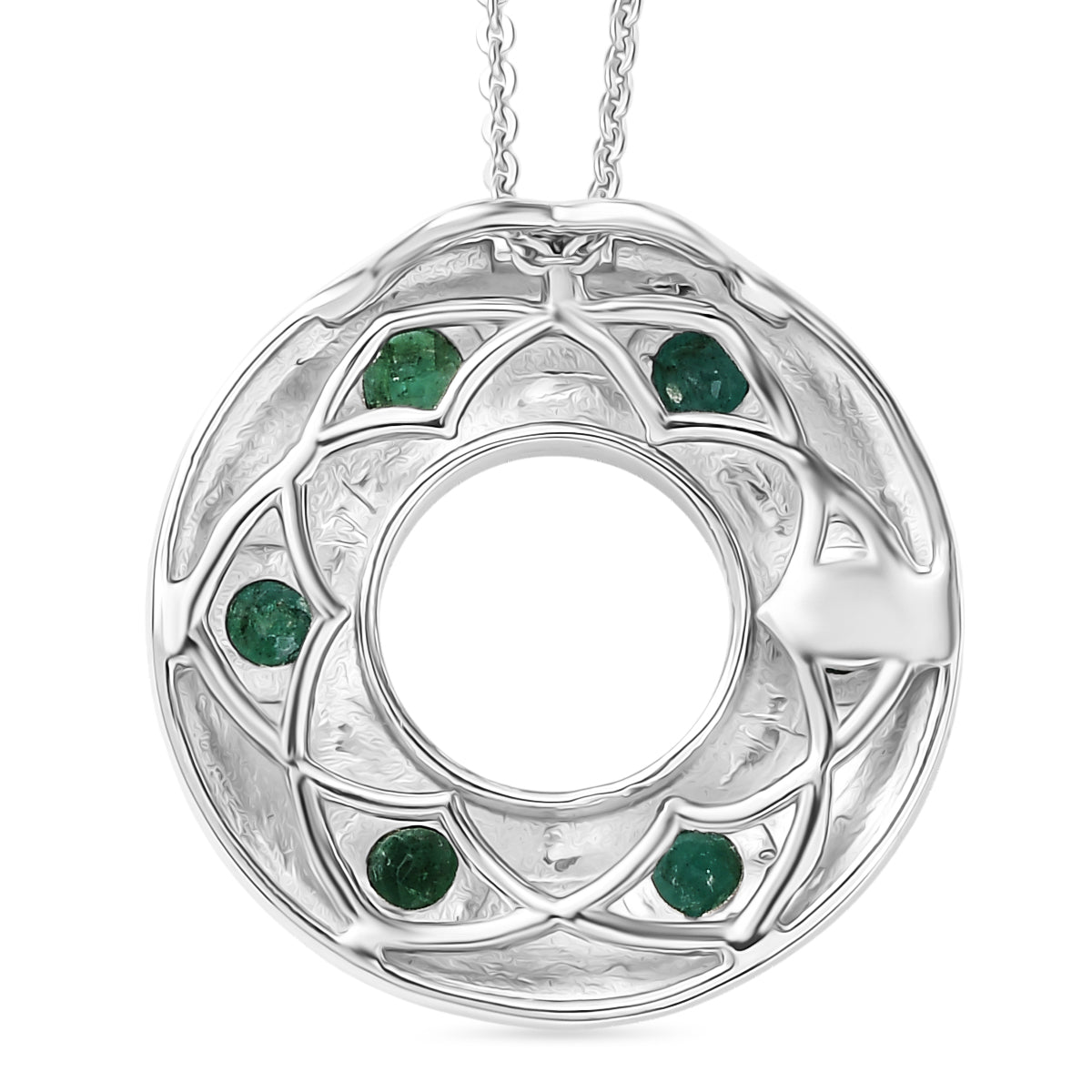 Gemfields AA Kagem Sambischer Smaragd Schmuckset 925 Silber rhodiniert, 925 Silber Rhodiniert und 750 Gelbgold Vermeil ca. 0.66 ct