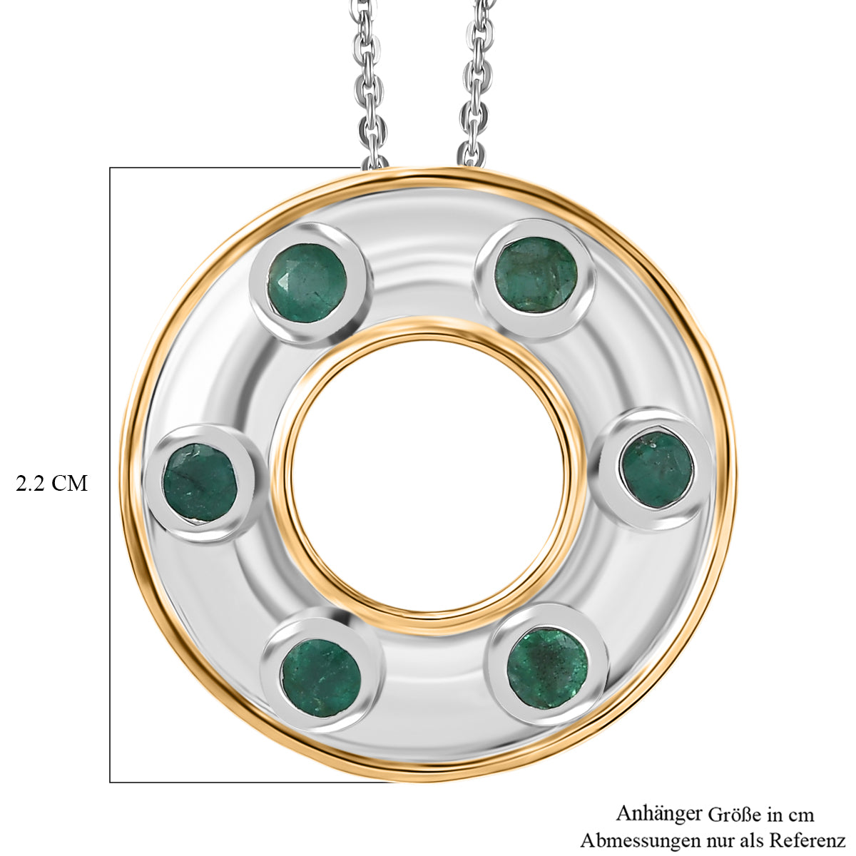 Gemfields AA Kagem Sambischer Smaragd Schmuckset 925 Silber rhodiniert, 925 Silber Rhodiniert und 750 Gelbgold Vermeil ca. 0.66 ct
