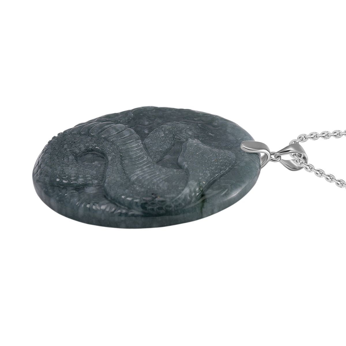 Natürlicher Olmek Jadeit Anhänger mit Kette ca. 50 cm, 925 Silber rhodiniert ca. 115.00 ct