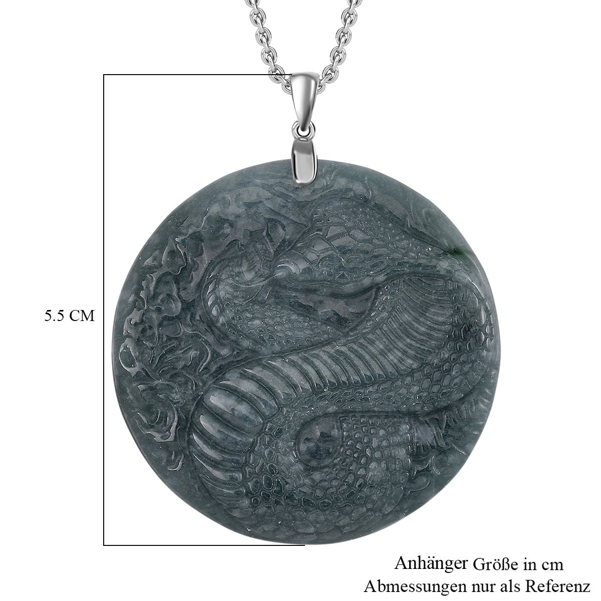 Natürlicher Olmek Jadeit Anhänger mit Kette ca. 50 cm, 925 Silber rhodiniert ca. 115.00 ct