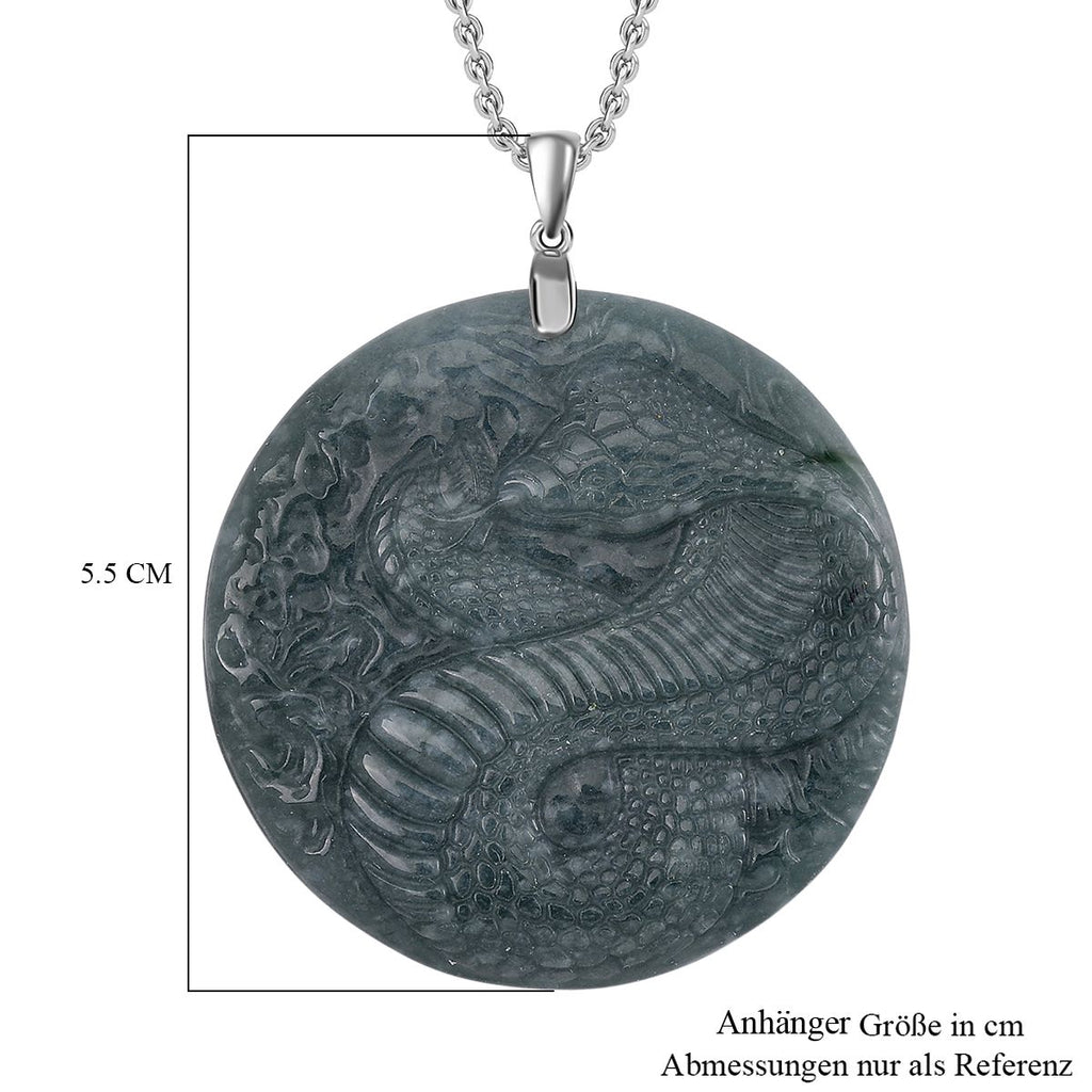 Natürlicher Olmek Jadeit Anhänger mit Kette ca. 50 cm, 925 Silber rhodiniert ca. 115.00 ct