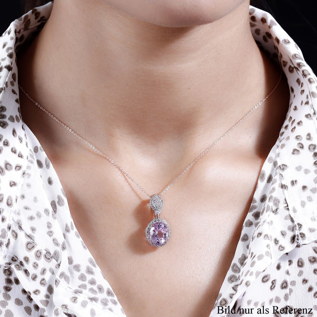 AAA Martha Rocha Kunzit und weißer Zirkon-Anhänger mit Kette, 925 Silber Roségold Vermeil ca. 5,61 ct