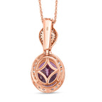 AAA Martha Rocha Kunzit und weißer Zirkon-Anhänger mit Kette, 925 Silber Roségold Vermeil ca. 5,61 ct