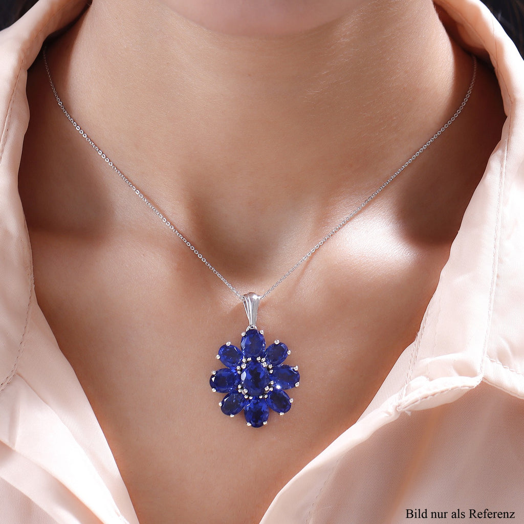 Ceylon Farbe Quarz-Anhänger mit Kette, 925 Silber platiniert ca. 17.04 ct