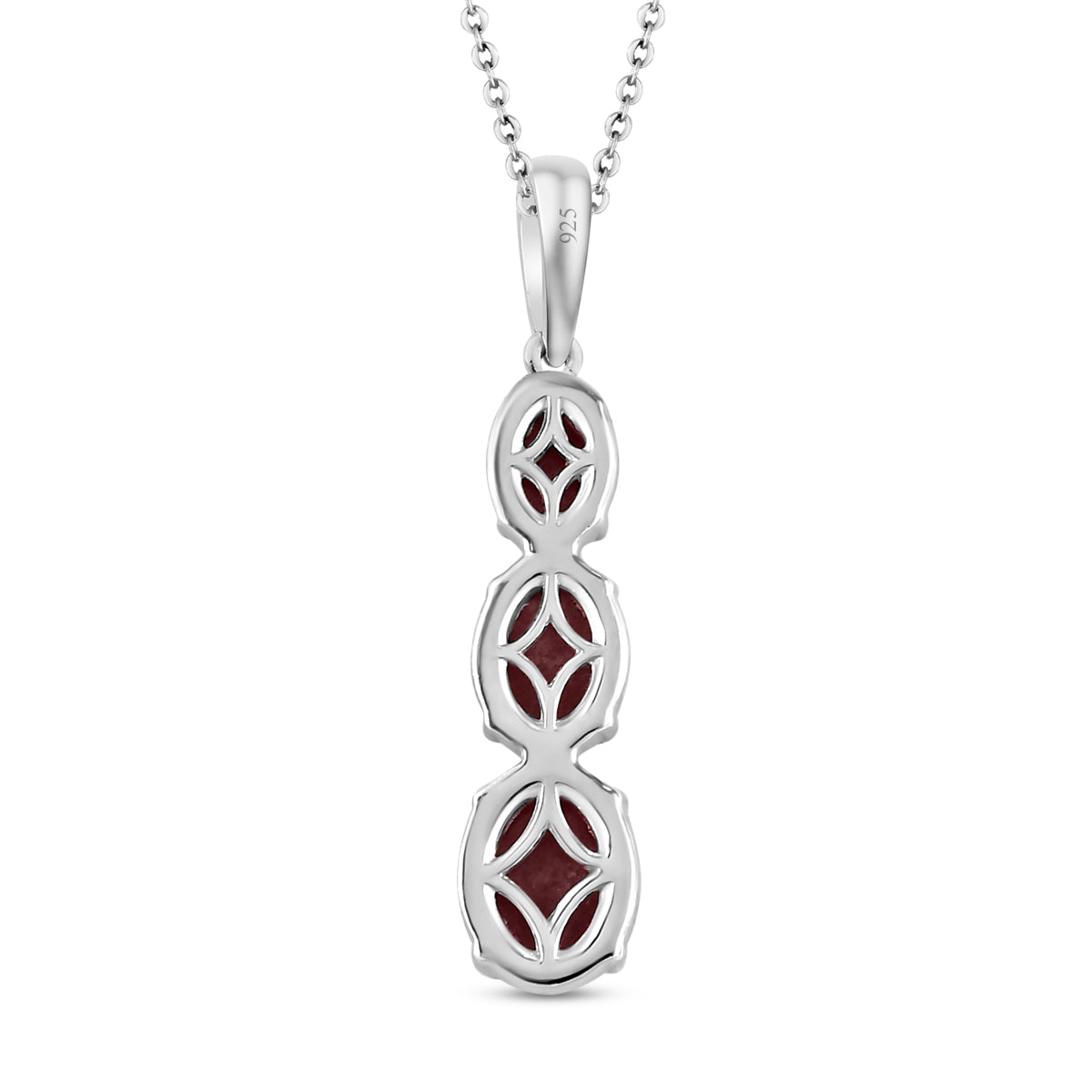 Norwegischer Thulit-Anhänger mit Kette, 925 Silber platiniert ca. 2.93 ct