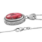 Norwegischer Thulit-Anhänger mit Kette, 925 Silber platiniert ca. 8.25 ct