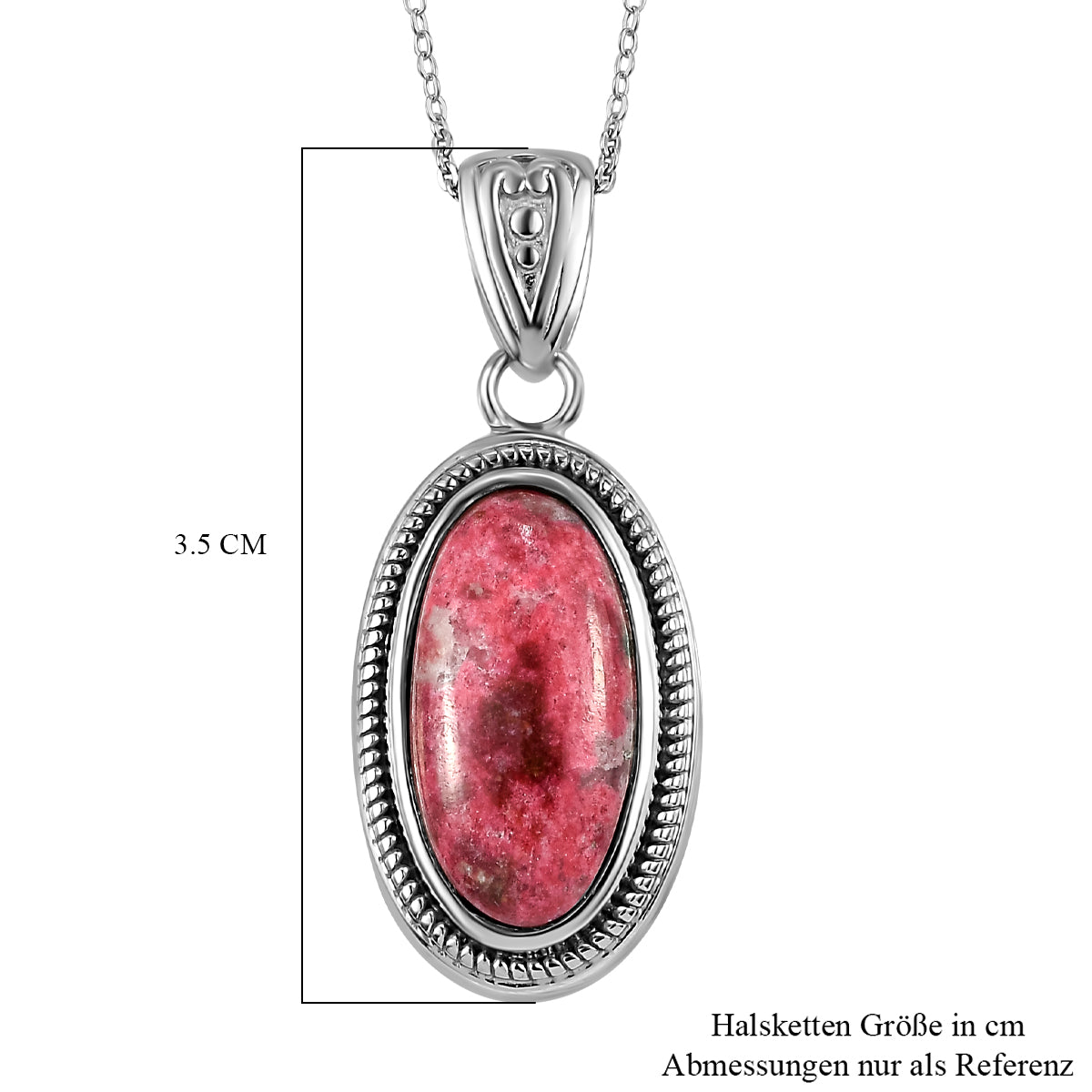 Norwegischer Thulit-Anhänger mit Kette, 925 Silber platiniert ca. 8.25 ct