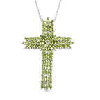Natürlicher Peridot Kreuz Anhänger mit Kette, ca. 50 cm, 925 Silber platiniert, ca. 9.05 ct