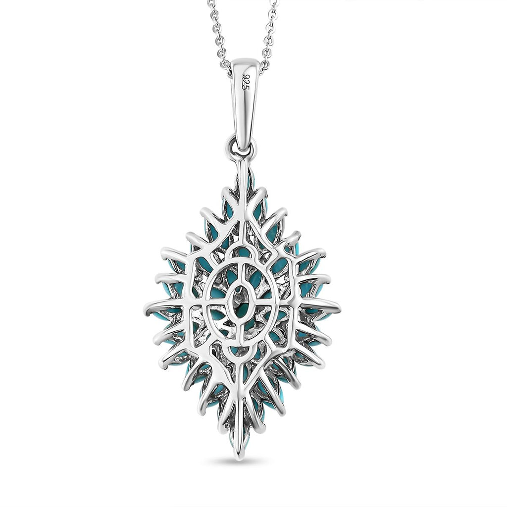 Amerikanischer, natürlicher Sleeping Beauty Türkis-Anhänger mit Kette, 925 Silber platiniert ca. 3.61 ct