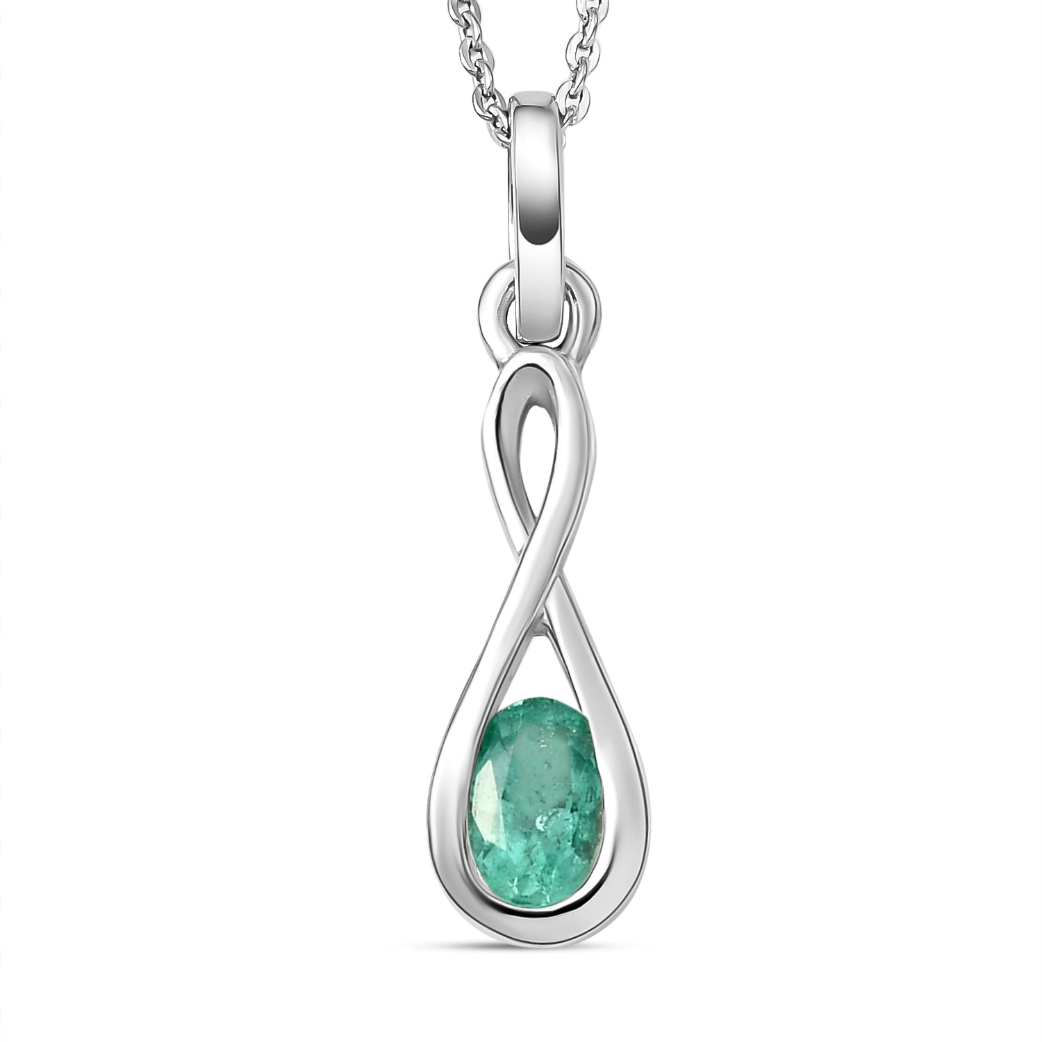 Äthiopischer Smaragd-Anhänger mit Kette, 925 Silber platiniert ca. 0.40 ct