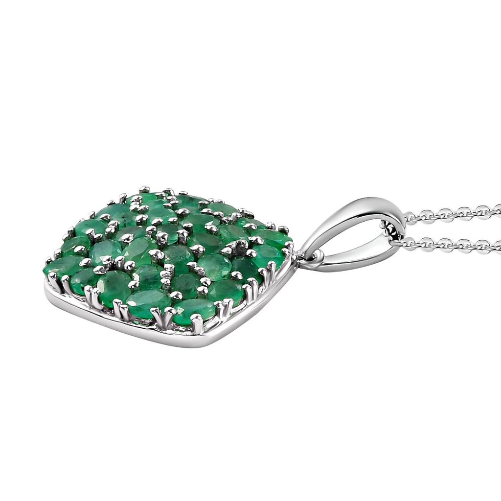 Kagem sambischer Smaragd-Anhänger mit Kette, 925 Silber platiniert ca. 4.47 ct
