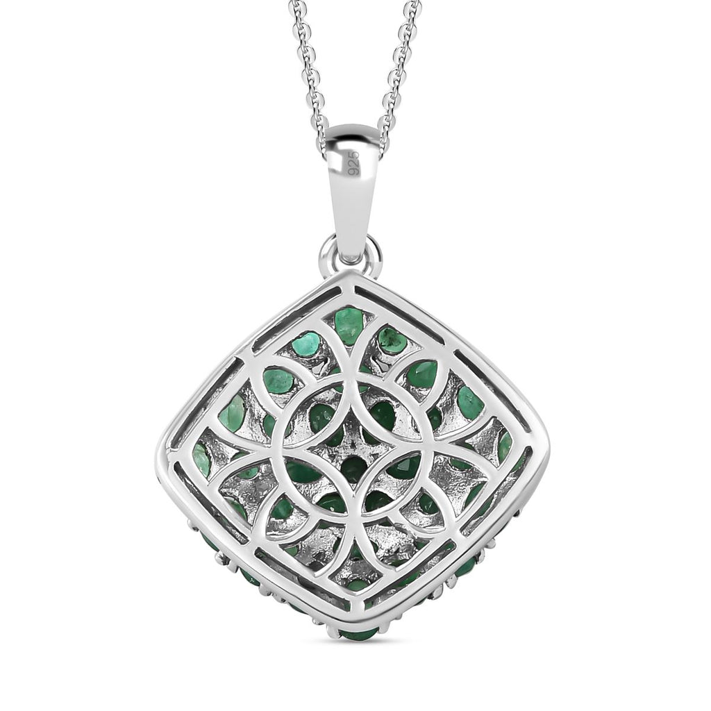 Kagem sambischer Smaragd-Anhänger mit Kette, 925 Silber platiniert ca. 4.47 ct