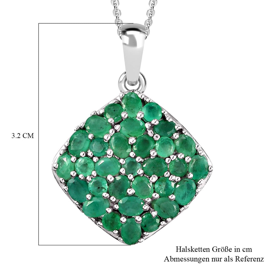 Kagem sambischer Smaragd-Anhänger mit Kette, 925 Silber platiniert ca. 4.47 ct
