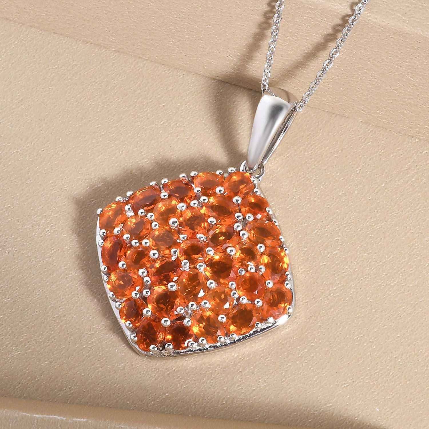 Salamanca Feueropal-Anhänger mit Kette, 925 Silber platiniert ca. 3.29 ct