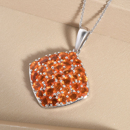 Salamanca Feueropal-Anhänger mit Kette, 925 Silber platiniert ca. 3.29 ct