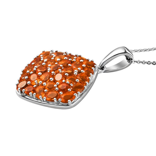 Salamanca Feueropal-Anhänger mit Kette, 925 Silber platiniert ca. 3.29 ct