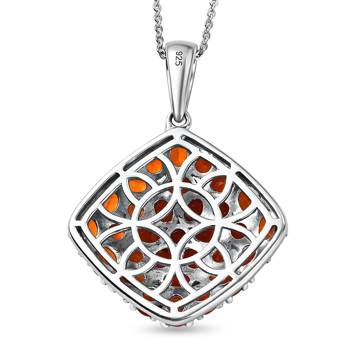 Salamanca Feueropal-Anhänger mit Kette, 925 Silber platiniert ca. 3.29 ct