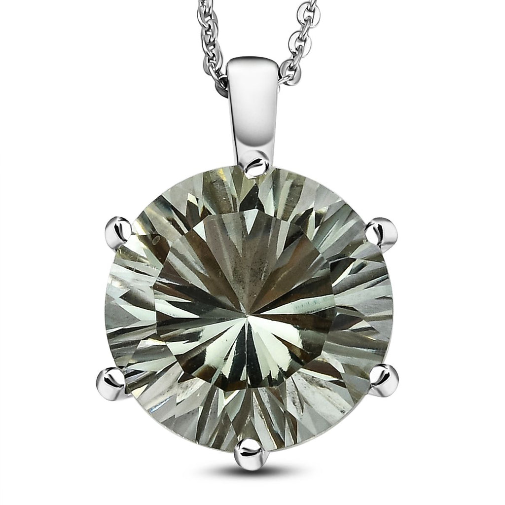 Prasiolith-Anhänger mit Kette, 925 Silber platiniert ca. 5,54 ct