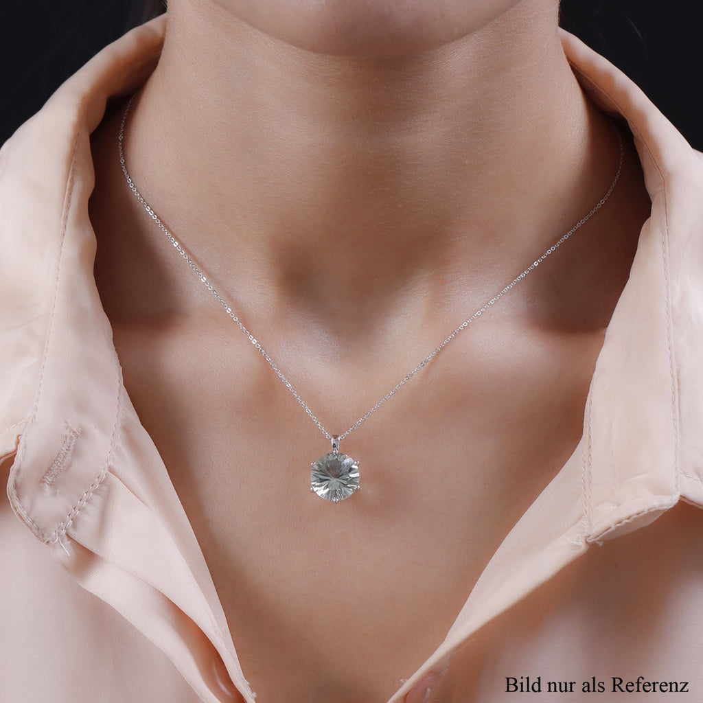 Prasiolith-Anhänger mit Kette, 925 Silber platiniert ca. 5,54 ct