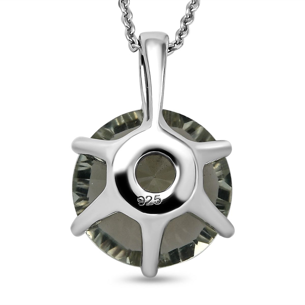 Prasiolith-Anhänger mit Kette, 925 Silber platiniert ca. 5,54 ct