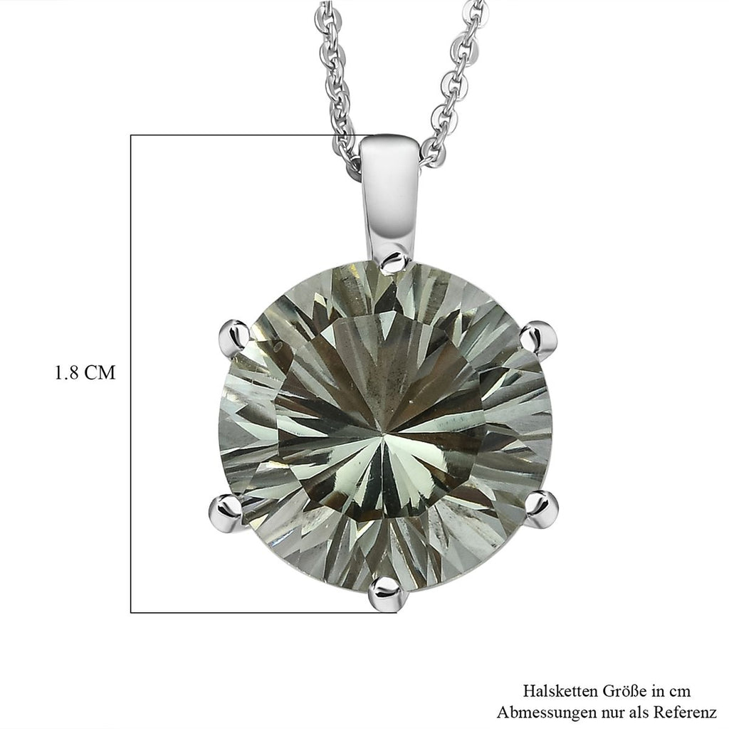 Prasiolith-Anhänger mit Kette, 925 Silber platiniert ca. 5,54 ct
