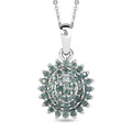 Alexandrit Cluster Halo Anhänger mit Kette in Silber