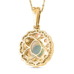 Natürlicher, äthiopischer Welo Opal-Anhänger mit Kette, 925 Silber Gelbgold Vermeil ca. 4.52 ct