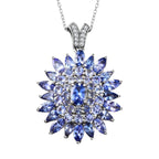 Tansanit-Anhänger mit Kette, 925 Silber platiniert ca. 7.73 ct