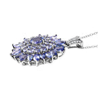 Tansanit-Anhänger mit Kette, 925 Silber platiniert ca. 7.73 ct