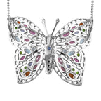 GP Trionfo Kollektion - Mehrfarbiger Edelstein Schmetterlings-Anhänger mit Kette, 925 Silber platiniert ca. 6.10 ct