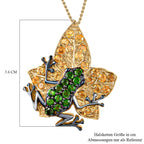GP Trionfo Italienische Garten Kollektion - Natürlicher Chromdiopsid und Citrin Anhänger mit Kette, 925 Silber vergoldet ca. 2.58 ct