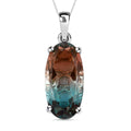 Aqua Terra Costa Quarz Triplett-Solitär-Anhänger mit Kette, 925 Silber platiniert, 10,33 ct.