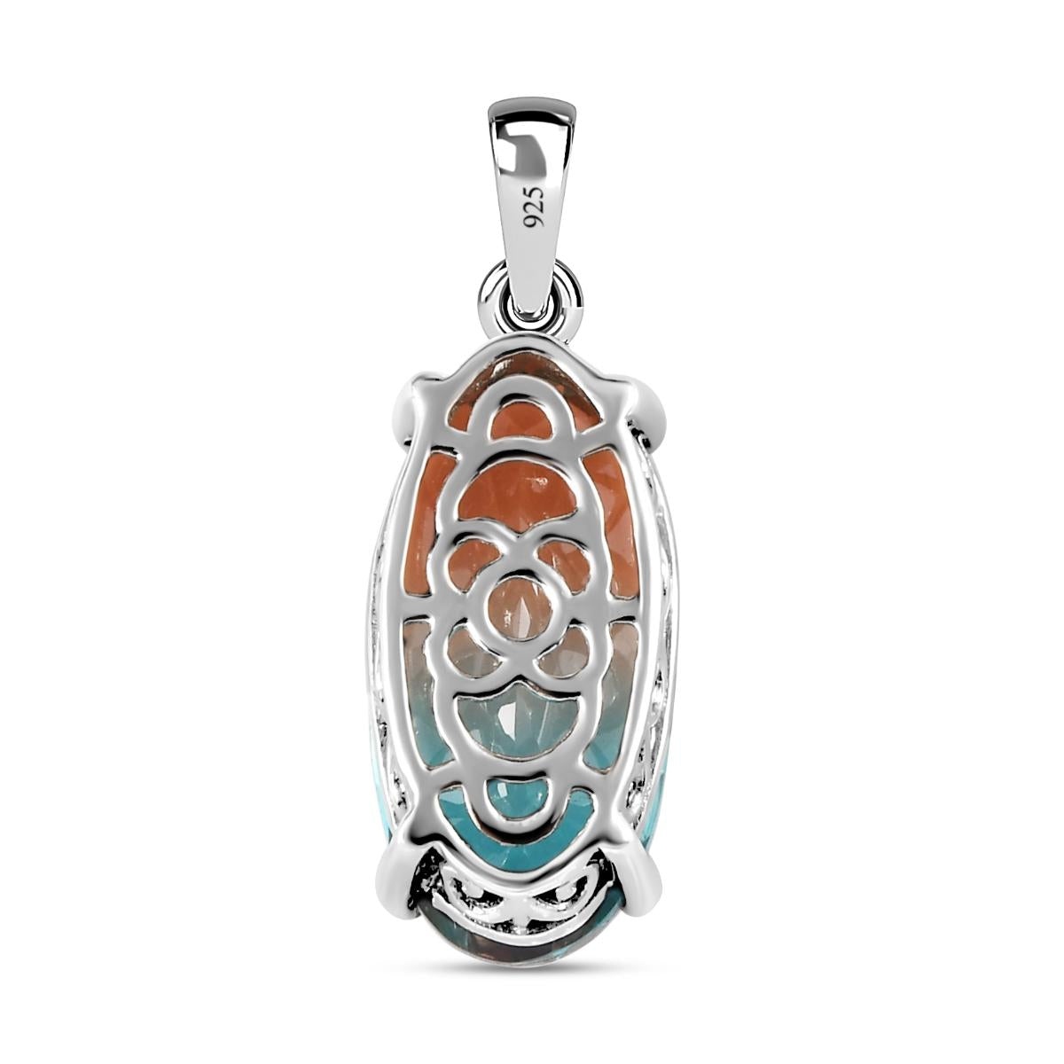 Aqua Terra Costa Quarz Triplett-Anhänger mit Kette, 925 Silber platiniert ca. 10.33 ct
